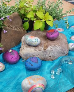 Memorial picnic colored rocks