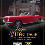 event flyer for the night at the museum gala and live charity auction